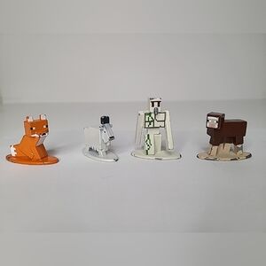 Minecraft Mini Figures Pack - Orange Fox, White Sheep, Iron Golem, Brown Cow